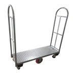 Thumbnail image #1 for Omcan 48856 Heavy-Duty U-Boat Utility Cart, 16" x 60", no shelf, 2500 lb load capacity, textured anti-slip floor, steel construction, (4) swivel