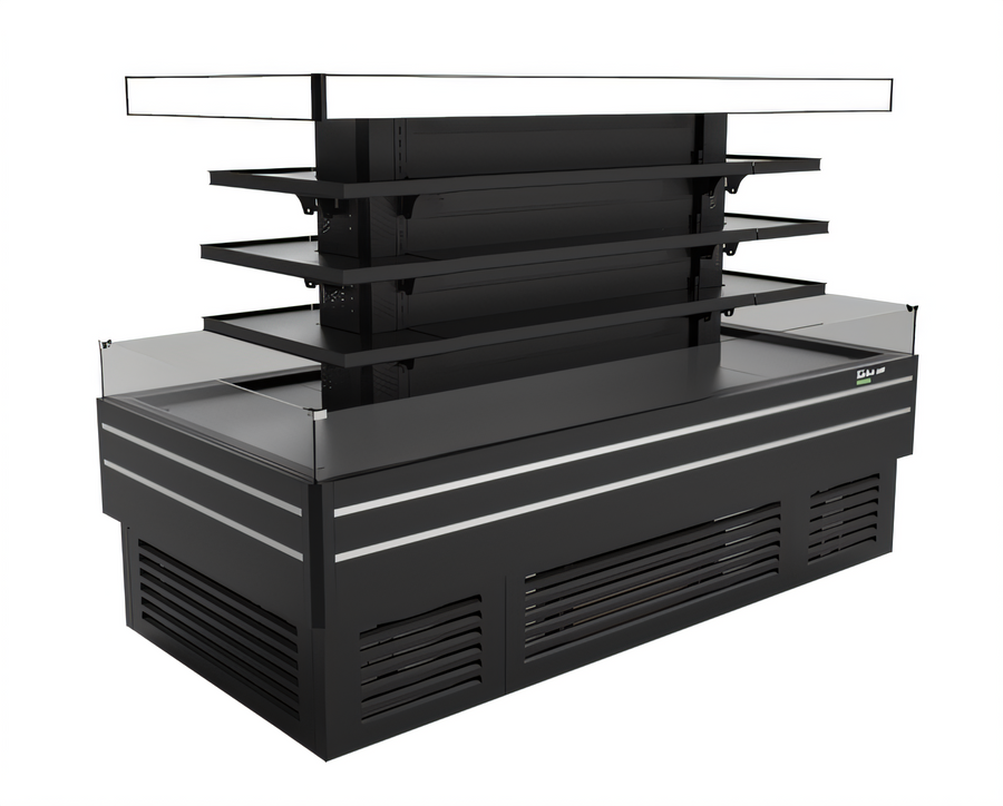 Product image #1 for Turbo Air Island Display Self-Serve Refrigerated Merchandiser, 47.9 Cu. Ft., 3-Tier, Self-Contained, Black