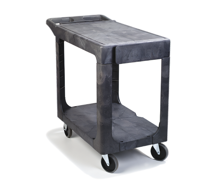 Product image #1 for Carlisle 2-Shelf Polypropylene Utility Cart with Integrated Cord Wrap, 500 lb Capacity, Gray