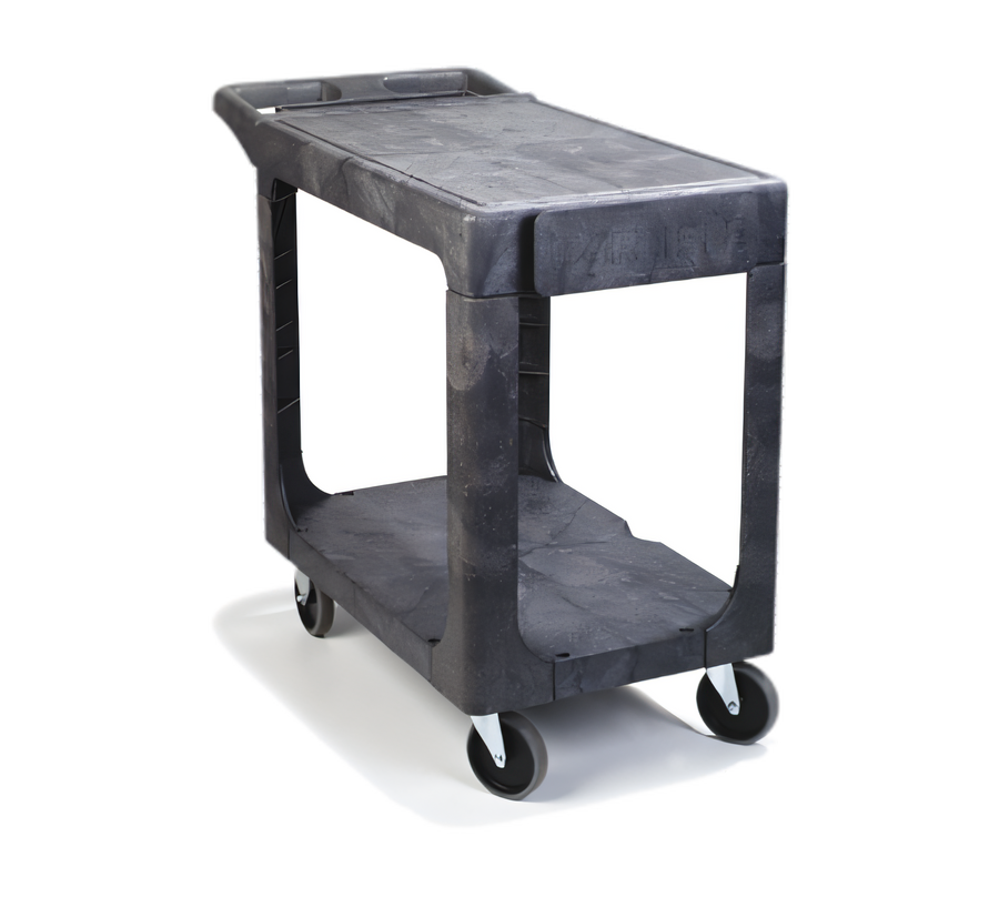 Product image #1 for Carlisle 2-Shelf Polypropylene Utility Cart with Integrated Cord Wrap, 500 lb Capacity, Gray