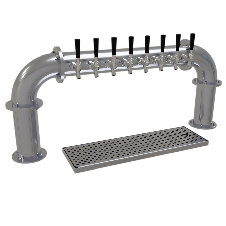 Product image #1 for Glastender Pipe Pass-Thru Countertop Glycol-Cooled Draft Dispensing Tower with 8 Stainless Steel Faucets and 2 Columns