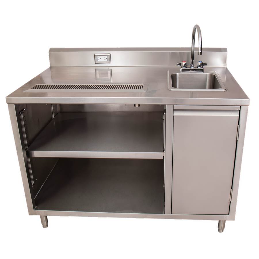 Product image #1 for BK Resources 60-Inch Stainless Steel Enclosed Cabinet Base Beverage Table with Right Sink and Urn Trough