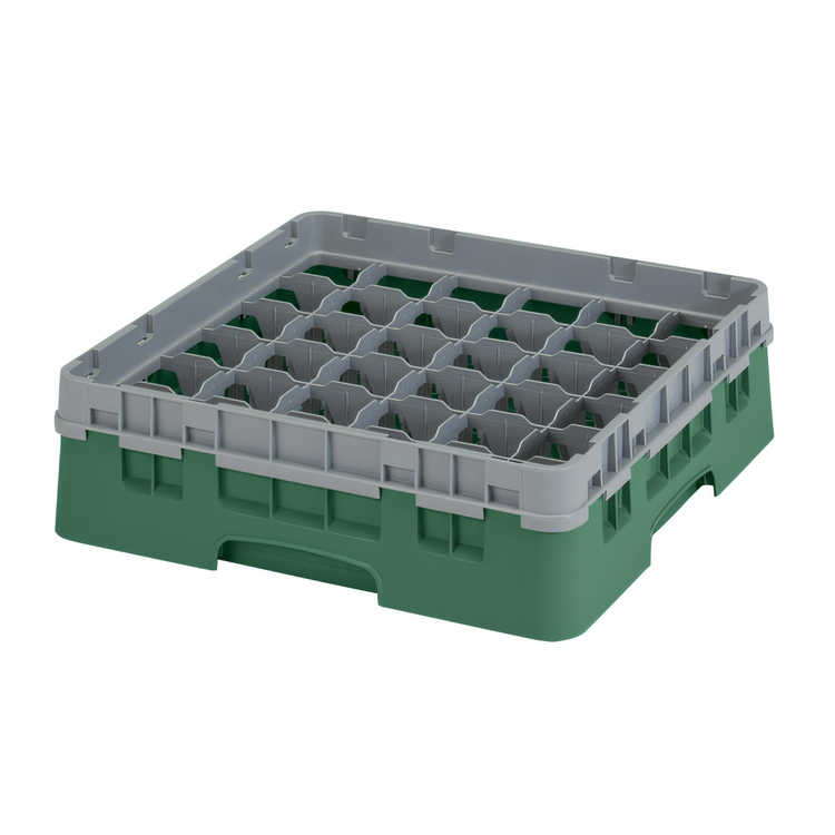 Product image #2 for Cambro Camrack Full Size 36-Compartment Glass Rack with Soft Gray Extender, Sherwood Green