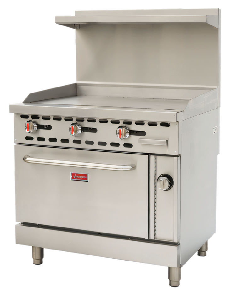 Product image #1 for Omcan Commercial Natural Gas Range with 36-Inch Griddle Plate and Standard Oven