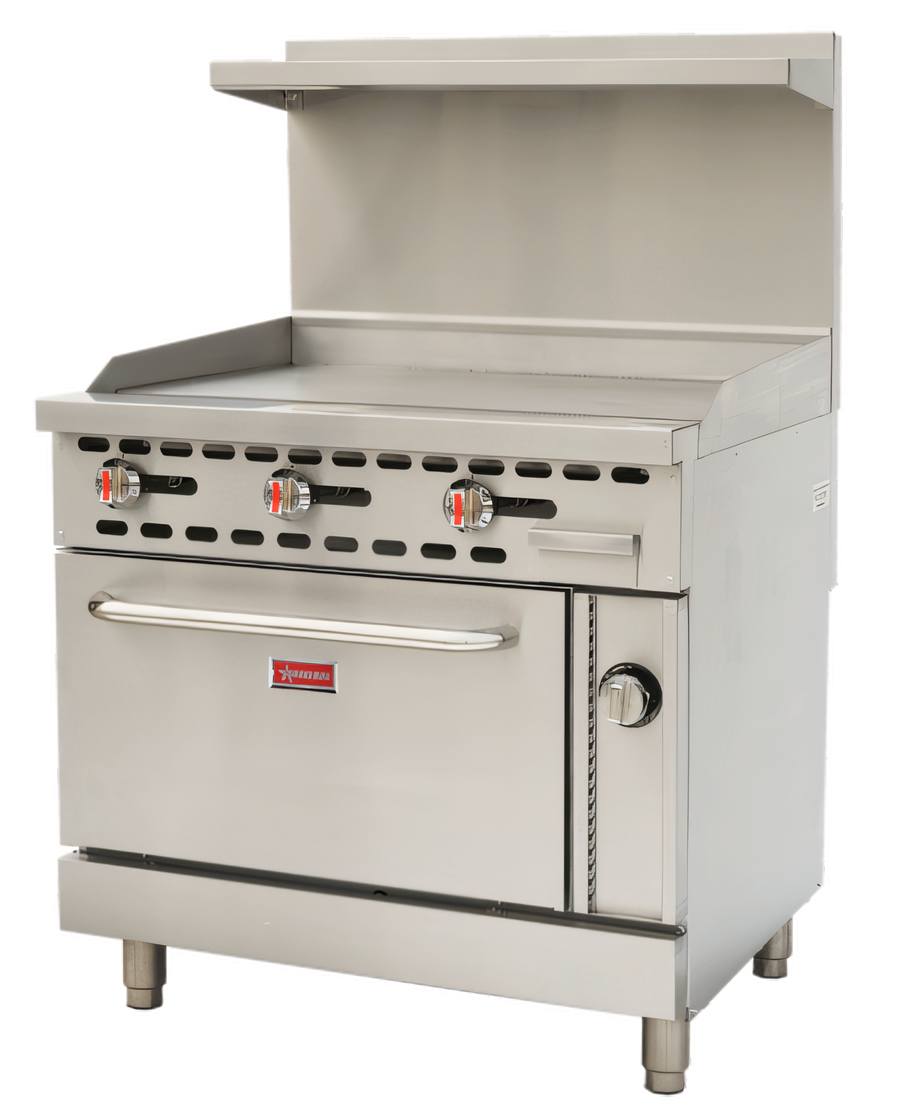 Product image #1 for Omcan Commercial Natural Gas Range with 36-Inch Griddle Plate and Standard Oven