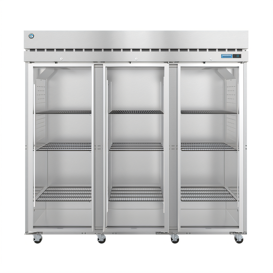 Product image #1 for Hoshizaki Steelheart R3A-FG Three-Section Reach-In Full Glass Door Refrigerator, 79.03 Cu. Ft., Standard Depth