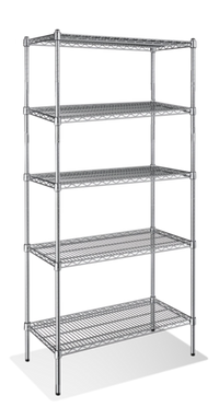 Heavy-Duty Stationary 5-Tier Chrome Wire Shelving Unit, 14 x 60 x 84 Inches, 800 lb Capacity