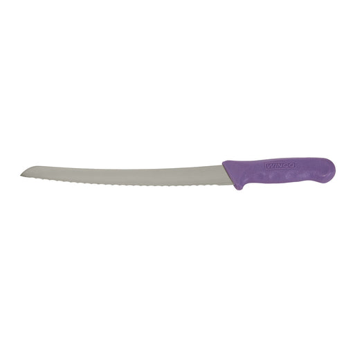Product image #1 for Winco Stäl 14-3/4-Inch Stamped Curved Bread Knife with Purple Polypropylene Handle