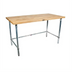Thumbnail image #1 for BK Resources 96-Inch x 36-Inch Hard Maple Flat Top Work Table with Stainless Steel Open Base