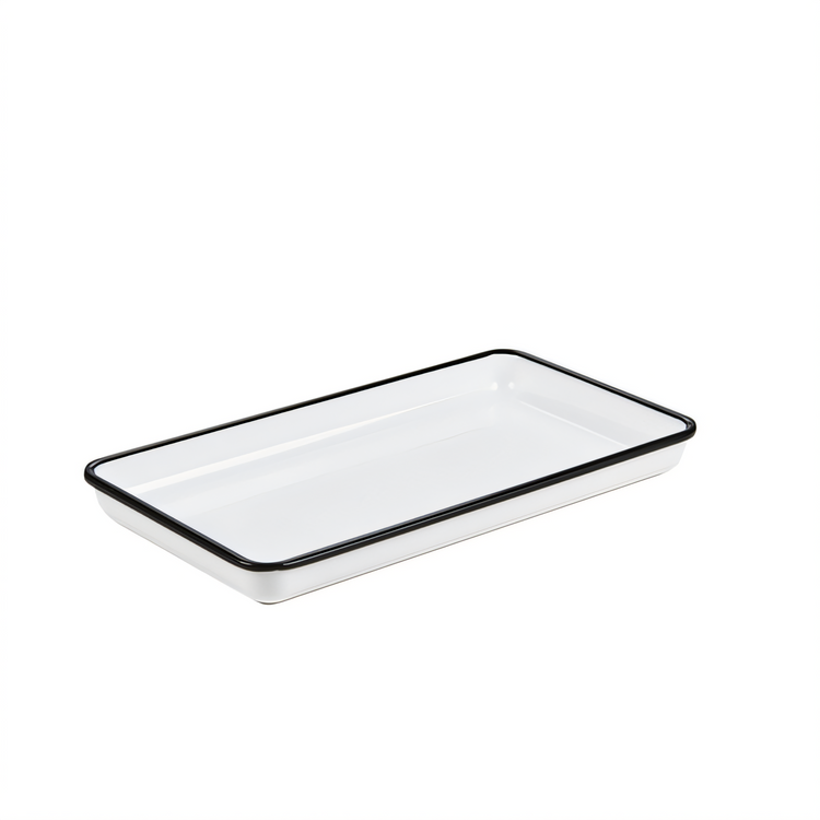 Product image #1 for American Metalcraft Endurance 12-3/4 Inch Rectangular Melamine Platter, White with Black Rim