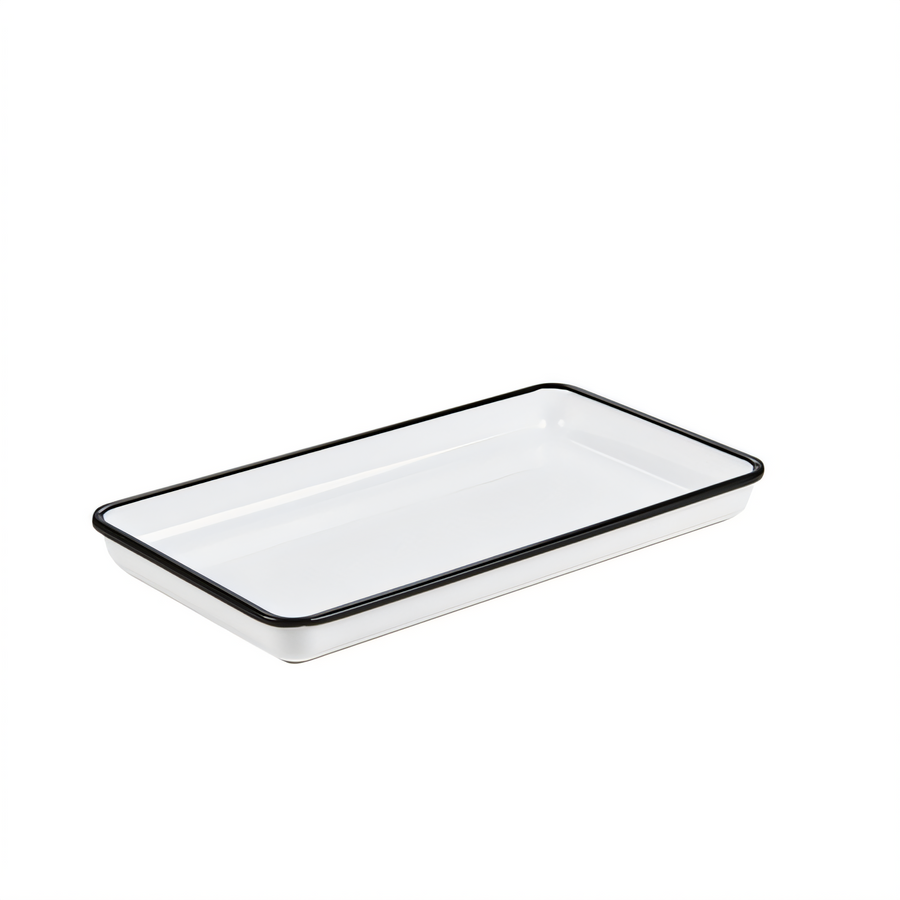 Product image #1 for American Metalcraft Endurance 12-3/4 Inch Rectangular Melamine Platter, White with Black Rim