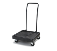 OptiClean Single-Stack Polypropylene Glass Rack Dolly with Push Handle, Black, 350 lb Capacity