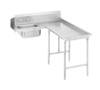 Advance Tabco Standard Series Right-Hand L-Shaped Island Soil Dishtable with Pre-Rinse Sink, 119 Inch Long, 16 Gauge 304 Stainless Steel