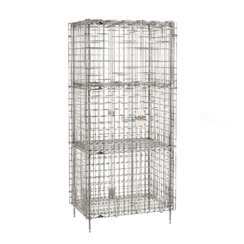 Product image #1 for Metro Super Erecta Stationary Security Cage with 2 Intermediate Shelves, Stainless Steel Finish, 38-1/2 x 27-1/4 x 66-13/16 Inches