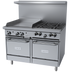 Thumbnail image #1 for Garland G Starfire Pro 48-Inch Gas Restaurant Range with 4 Open Burners, 24-Inch Griddle, and 2 Space-Saver Ovens