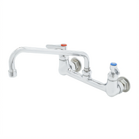 T&S Brass Double Pantry Wall-Mount Faucet with 10-Inch Swivel Spout, 8-Inch Centers