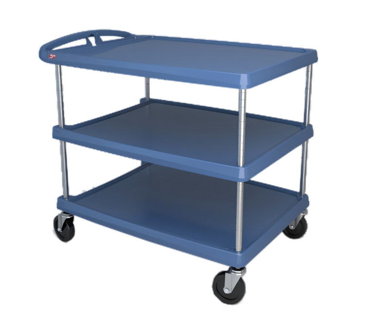 Product image #1 for Metro myCart Series 3-Shelf Open-Base Polymer Utility Cart, 26 x 36, Blue Microban
