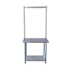 Thumbnail image #1 for BK Resources APR-48 Adjustable Table-Mounted Stainless Steel Single-Bar Pot Rack, 37-48 in, 4 Double-Prong Hooks