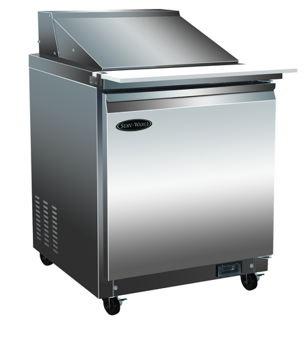 Product image #1 for Serv-Ware 12 Pan Mega Top Sandwich Prep Table, 1 Door, 7 Cu. Ft., Stainless Steel