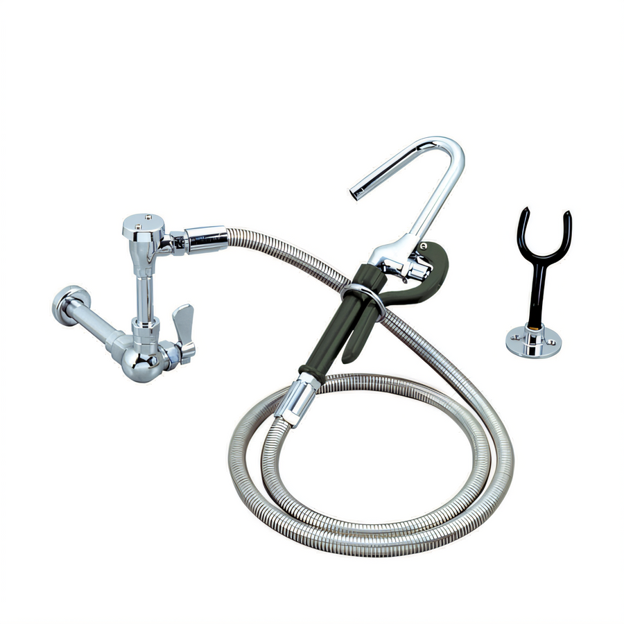 Product image #1 for OptiFlow Lead-Free Single Valve Wall Mount Pot Filler with 72-Inch Braided Hose