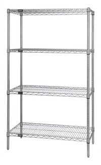 Quantum Stationary 4-Shelf Wire Shelving Starter Kit, 60 x 24 x 54 Inches, 304 Stainless Steel