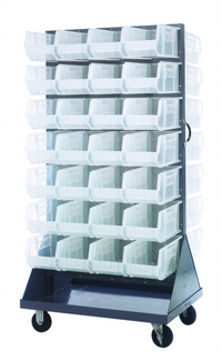 Quantum 36 x 30 x 72-Inch Double-Sided Louvered Rack Cart with 56 QUS240 Bins