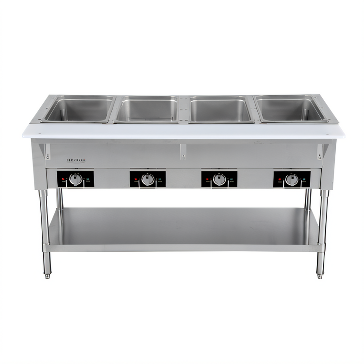 Product image #1 for Serv-Ware 4-Well Open Well Electric Steam Table with Open Shelf Base