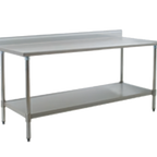 Thumbnail image #1 for Eagle Group Budget Series T3660SB-BS 60-Inch x 36-Inch 430 Stainless Steel Work Table with Backsplash and Adjustable Undershelf