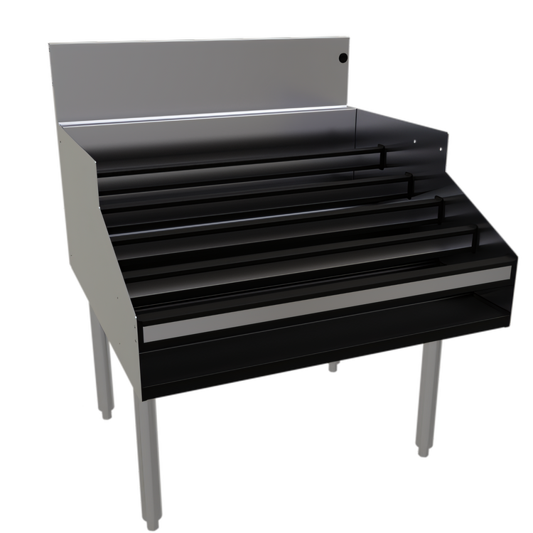 Product image #1 for Glastender 5-Step Freestanding Underbar Liquor Steps with Clear Lift-Off Cover, 30 Inch W x 29 Inch D, Stainless Steel
