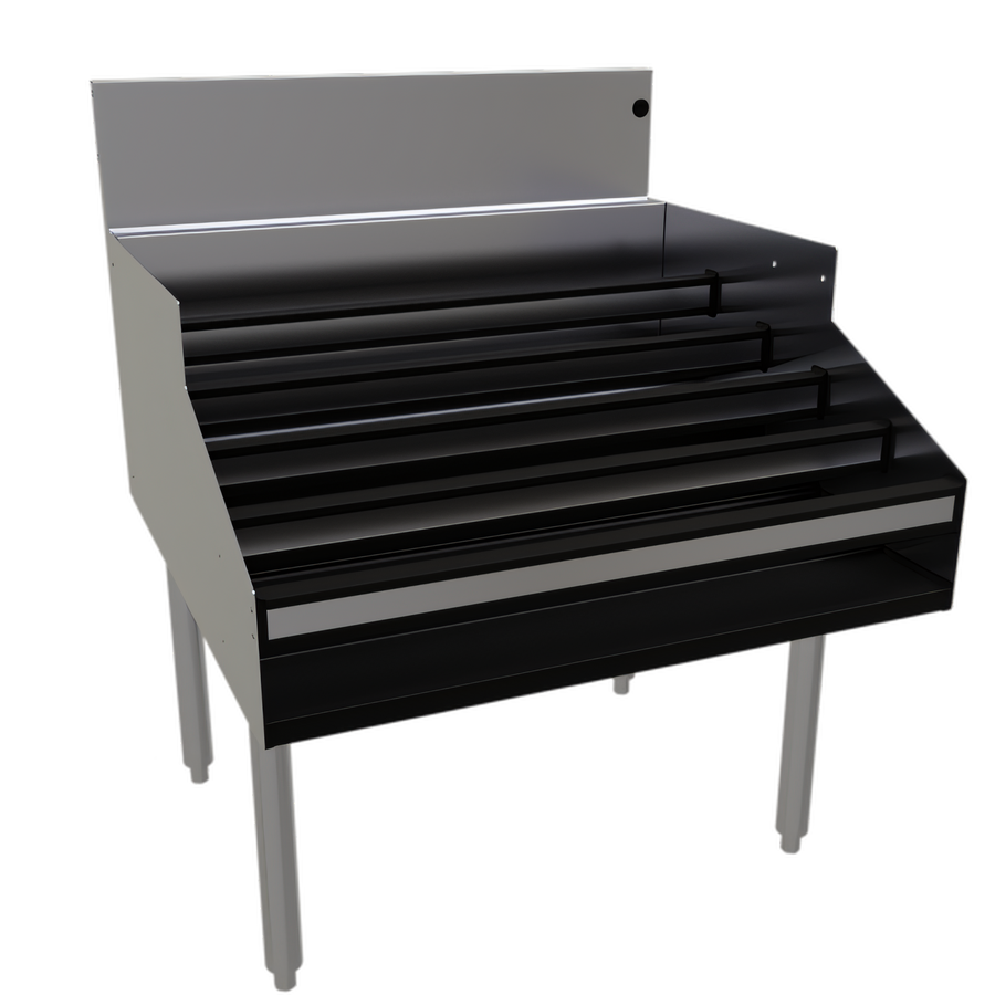 Product image #1 for Glastender 5-Step Freestanding Underbar Liquor Steps with Clear Lift-Off Cover, 30 Inch W x 29 Inch D, Stainless Steel