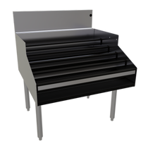 Glastender 5-Step Freestanding Underbar Liquor Steps with Clear Lift-Off Cover, 30 Inch W x 29 Inch D, Stainless Steel