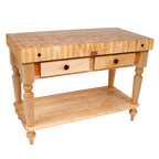 Thumbnail image #1 for John Boos Cucina Rustica CUCR04-SHF End-Grain Maple Butcher Block Work Table, 30 x 24 x 34.5 in, 4 in Top, Drawer and Shelf