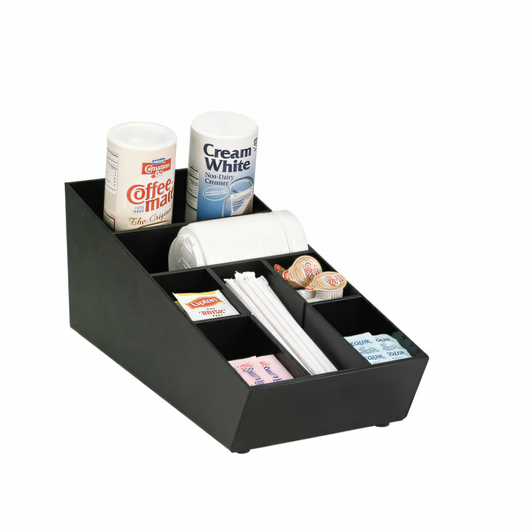 Product image #1 for Dispense-Rite Narrow Lid, Straw & Condiment Organizer with Removable Dividers, Black Polystyrene