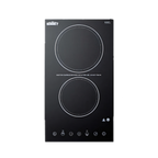 Thumbnail image #1 for Summit Commercial CR2B23T3B 2-Burner Drop-In Radiant Electric Cooktop with Black Ceramic Glass Surface and Digital Touch Controls