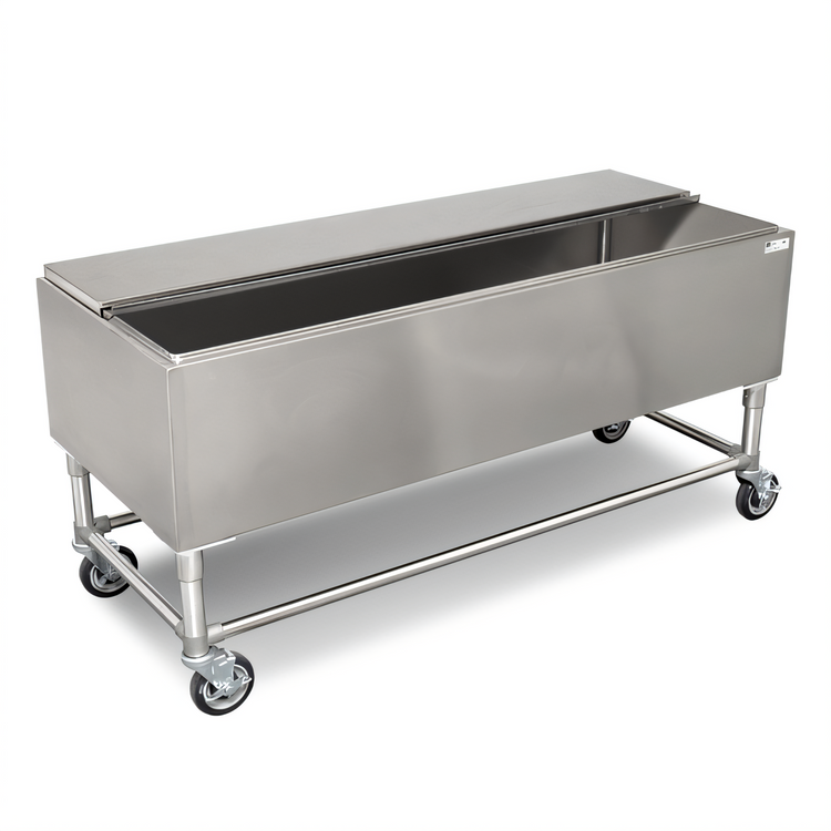 Product image #1 for Mobile Stainless Steel Bar Ice Bin with 5-Inch Locking Casters, 48 x 24 Inches