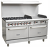 Thumbnail image #1 for Serv-Ware 60-Inch Gas Range with 6 Open Burners, 24-Inch Griddle, and 2 Standard Ovens - Natural Gas