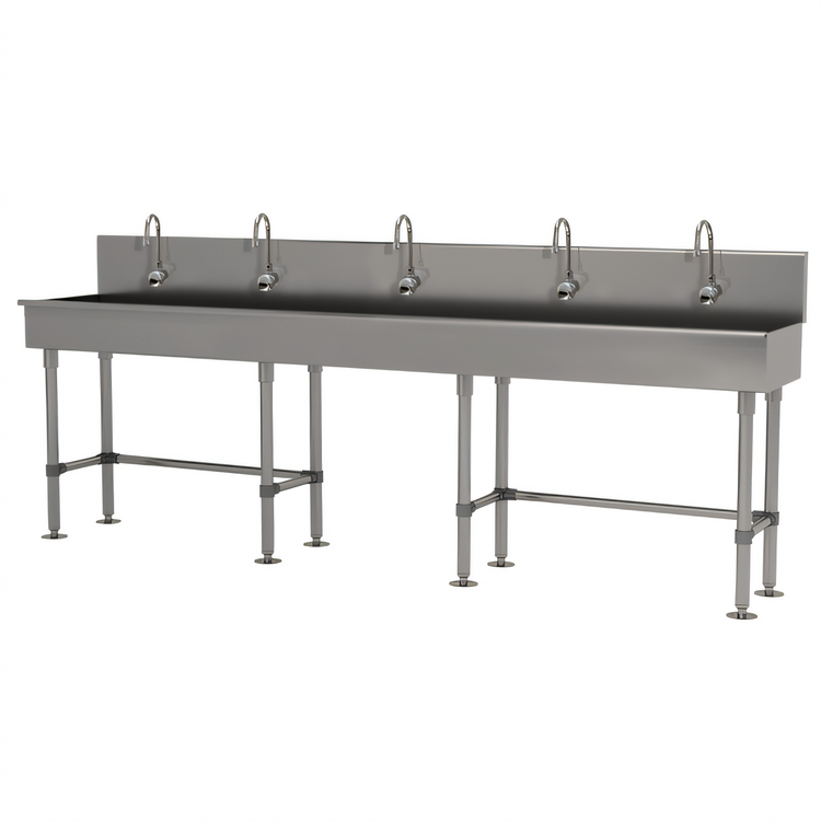 Product image #1 for Advance Tabco 100-Inch Freestanding ADA-Compliant Multiwash Hand Sink with 5 Electronic Faucets