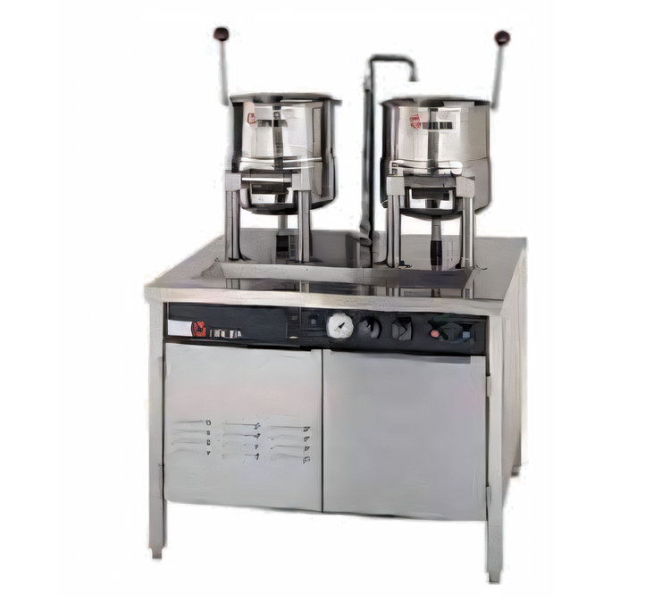 Product image #1 for Groen Direct Steam Kettle Cabinet Assembly with Three 20-Quart Hand-Tilt Kettles and 54-Inch Stainless Steel Cabinet