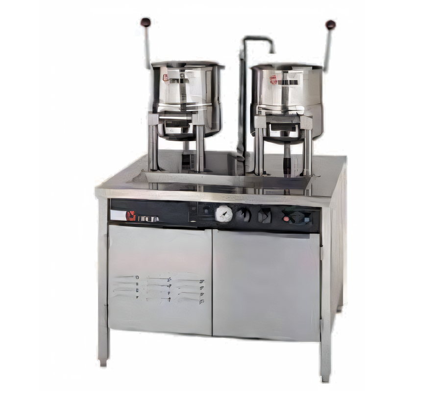 Product image #1 for Groen Direct Steam Kettle Cabinet Assembly with Three 20-Quart Hand-Tilt Kettles and 54-Inch Stainless Steel Cabinet