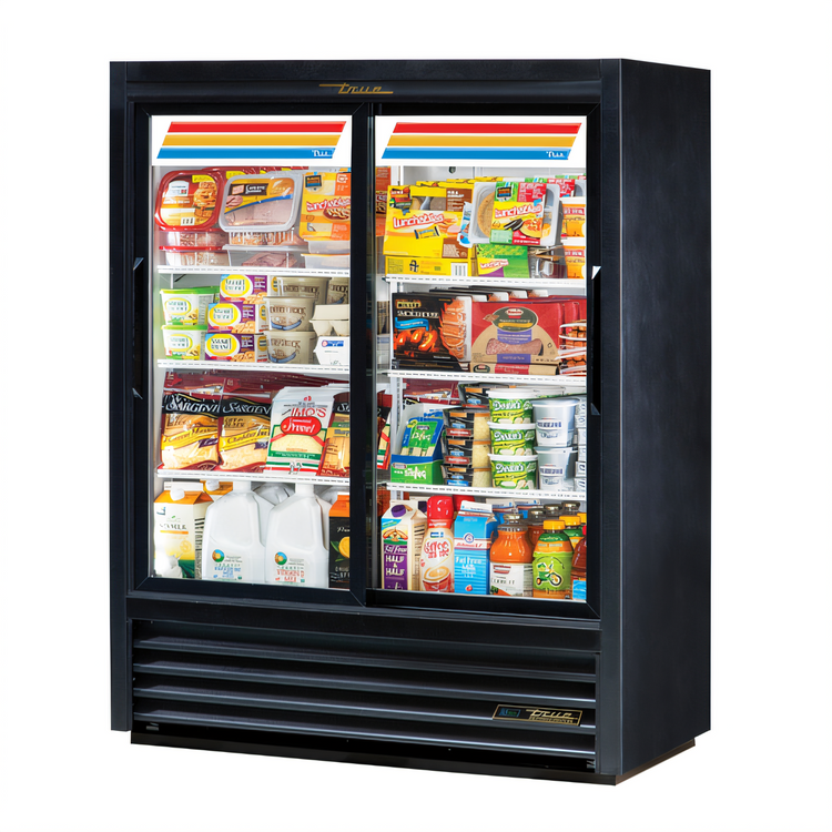 Product image #1 for Two-Section Low-Height Narrow-Depth Sliding Glass Door Merchandiser Refrigerator