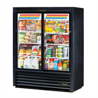 Two-Section Low-Height Narrow-Depth Sliding Glass Door Merchandiser Refrigerator
