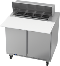 Beverage-Air SPE36HC-08C Two-Section 36-Inch Sandwich Prep Table Refrigerator, 8-Pan Top