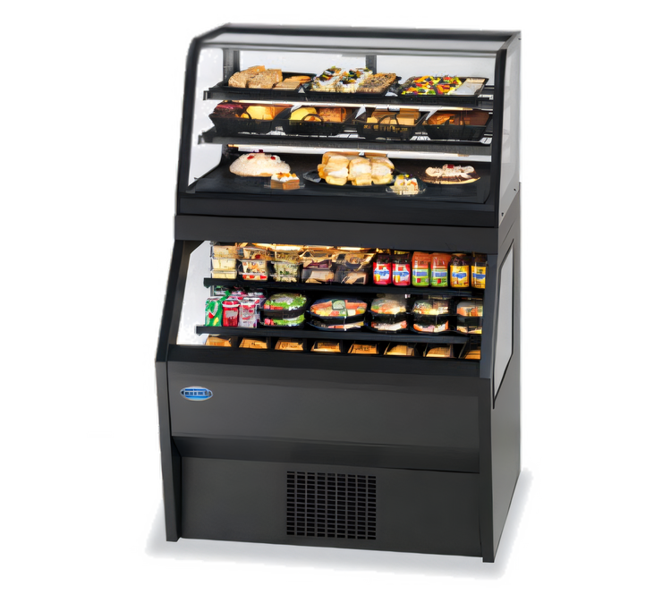 Product image #1 for 48-Inch Hybrid Refrigerated Merchandiser with Self-Serve Bottom and Refrigerated Service Top