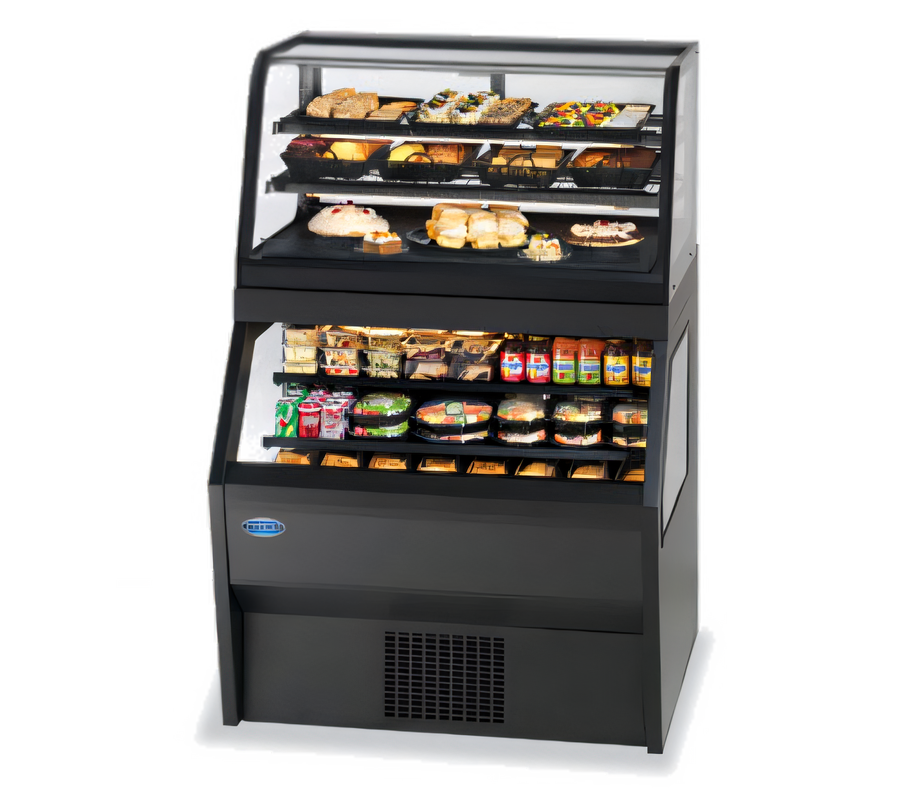 Product image #1 for 48-Inch Hybrid Refrigerated Merchandiser with Self-Serve Bottom and Refrigerated Service Top