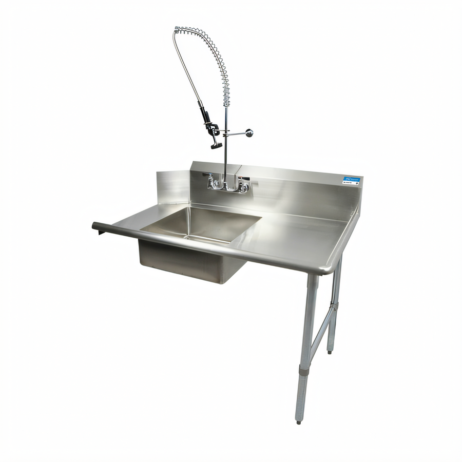 Product image #1 for BK Resources 26-Inch Straight Soiled Dish Table with Right-to-Left Operation, Pre-Rinse Faucet, and Galvanized Legs