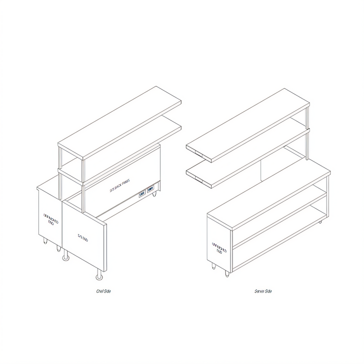 Product image #1 for Randell 86.5-Inch Modular Chef Service Counter Center Section with Plate Storage Cabinet and Double Overshelf