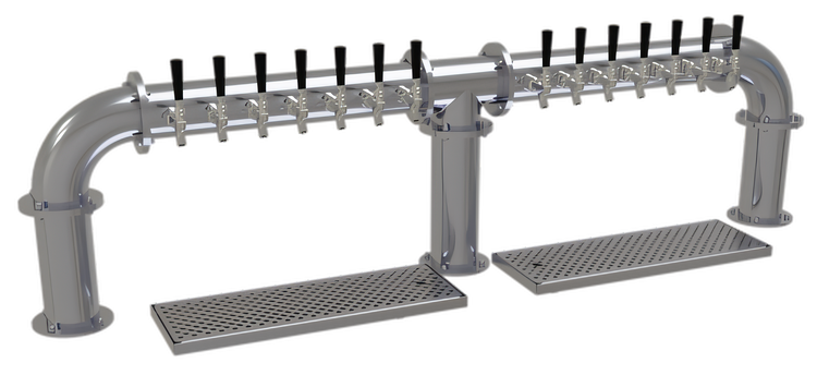 Product image #1 for Glastender Countertop Pipe Bridge Draft Dispensing Tower, 14 Faucets, Glycol-Cooled