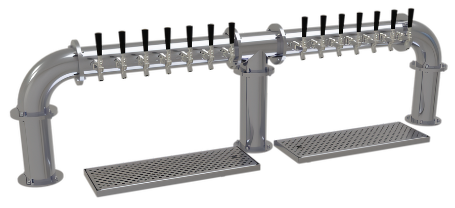Product image #1 for Glastender Countertop Pipe Bridge Draft Dispensing Tower, 14 Faucets, Glycol-Cooled