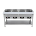 Thumbnail image #1 for Serv-Ware EST4-2 4-Well Open Well Electric Steam Table with Stainless Steel Open Shelf Base, 220-240V