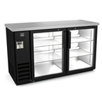 Thumbnail image #1 for Kelvinator Commercial KCHBB60G 61-Inch Two-Door Glass Back Bar Cooler, Black Exterior, Stainless Steel Top